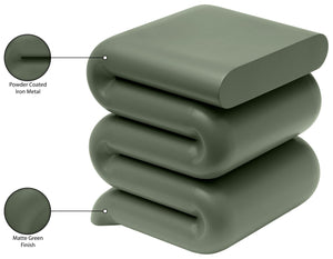 Meridian Furniture Roland Sculptural Iron End Table Matte Powder Coat Finish for Modern Living Room Accent Green 99079Green-ET