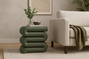 Meridian Furniture Roland Sculptural Iron End Table Matte Powder Coat Finish for Modern Living Room Accent Green 99079Green-ET