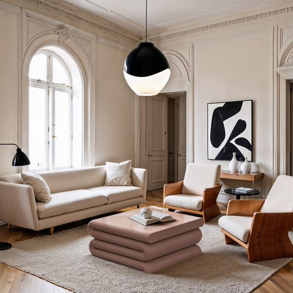 Meridian Furniture I Need to Find What's Common Across All Variants: Roland, Sculptural, Iron, Coffee Table, Powder Coated Matte Finish, Modern Living Room, Low Profile. Pink 99079Pink-CT