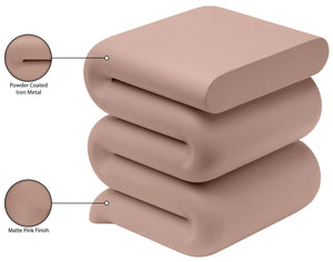 Meridian Furniture Roland Sculptural Iron End Table Matte Powder Coat Finish for Modern Living Room Accent Pink 99079Pink-ET