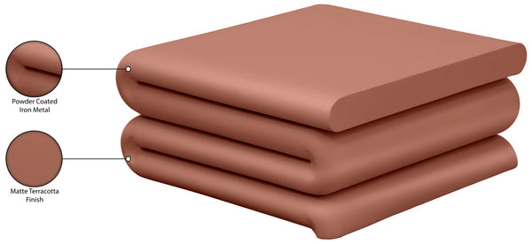 Meridian Furniture I Need to Find What's Common Across All Variants: Roland, Sculptural, Iron, Coffee Table, Powder Coated Matte Finish, Modern Living Room, Low Profile. Terracotta 99079Terracotta-CT