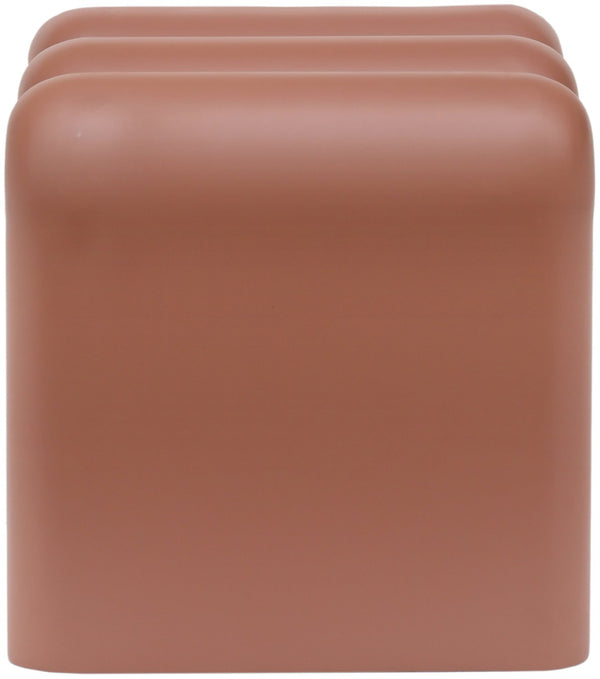 Meridian Furniture Roland Sculptural Iron End Table Matte Powder Coat Finish for Modern Living Room Accent Terracotta 99079Terracotta-ET