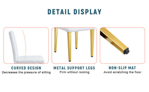 English Elm Set Of 4 Elegant White Pu Leather Chairs With Gold Legs – Chic, Durable, And Perfect For Modern Spaces! W3226P279073-GIGA