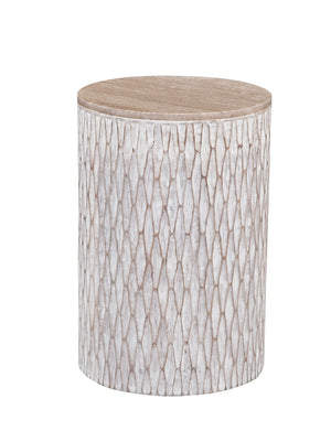 Basset Mirror Lorenzo Accent Table - Coastal Farmhouse Elegance With Mango Wood & Travertine Top For Your Home White Solid Mango,Travertine 9908-lr-223