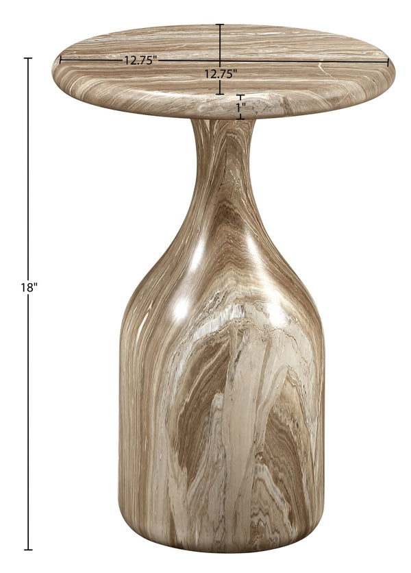Meridian Furniture Savona Cast Concrete Hourglass Pedestal End Table Art Deco Accent for Indoor Outdoor Use Beige 12.75" W x 12.75" D x 18" H 99080Beige-ET18