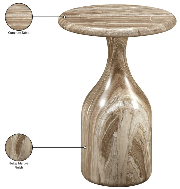 Meridian Furniture Savona Cast Concrete Hourglass Pedestal End Table Art Deco Accent for Indoor Outdoor Use Beige 12.75" W x 12.75" D x 18" H 99080Beige-ET18