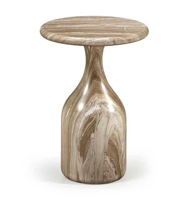 Meridian Furniture Savona Cast Concrete Hourglass Pedestal End Table Art Deco Accent for Indoor Outdoor Use Beige 12.75" W x 12.75" D x 18" H 99080Beige-ET18