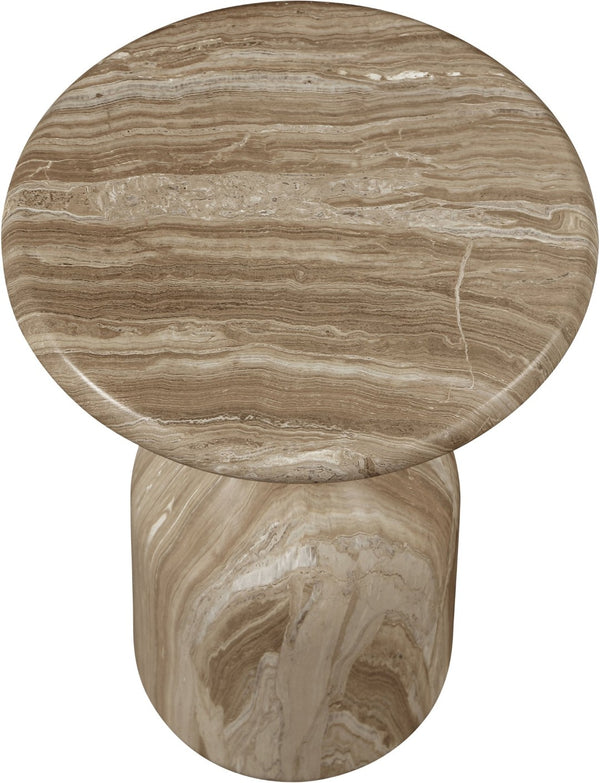 Meridian Furniture Savona Cast Concrete Hourglass Pedestal End Table Art Deco Accent for Indoor Outdoor Use Beige 12.75" W x 12.75" D x 18" H 99080Beige-ET18