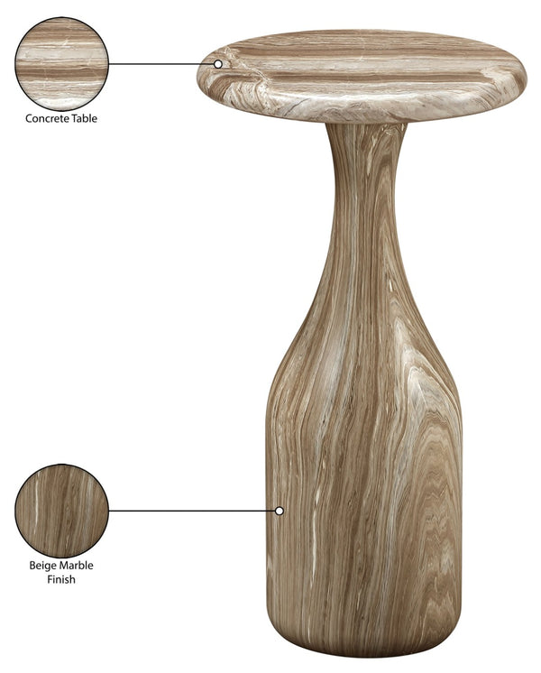 Meridian Furniture Savona Cast Concrete Hourglass Pedestal End Table Art Deco Accent for Indoor Outdoor Use Beige 11" W x 11" D x 20" H 99080Beige-ET20