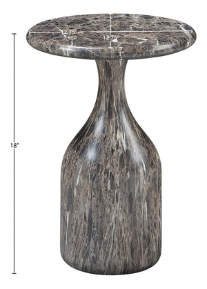 Meridian Furniture Savona Cast Concrete Hourglass Pedestal End Table Art Deco Accent for Indoor Outdoor Use Brown 12.75" W x 12.75" D x 18" H 99080Brown-ET18