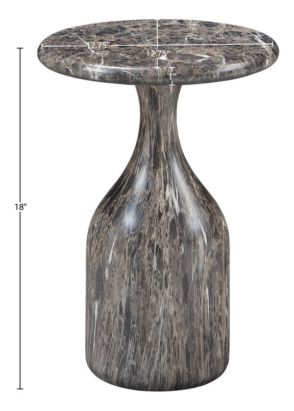 Meridian Furniture Savona Cast Concrete Hourglass Pedestal End Table Art Deco Accent for Indoor Outdoor Use Brown 12.75" W x 12.75" D x 18" H 99080Brown-ET18