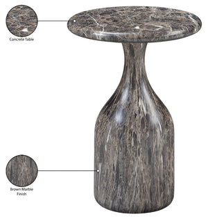 Meridian Furniture Savona Cast Concrete Hourglass Pedestal End Table Art Deco Accent for Indoor Outdoor Use Brown 12.75" W x 12.75" D x 18" H 99080Brown-ET18