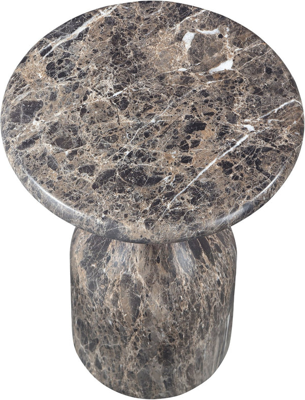 Meridian Furniture Savona Cast Concrete Hourglass Pedestal End Table Art Deco Accent for Indoor Outdoor Use Brown 12.75" W x 12.75" D x 18" H 99080Brown-ET18