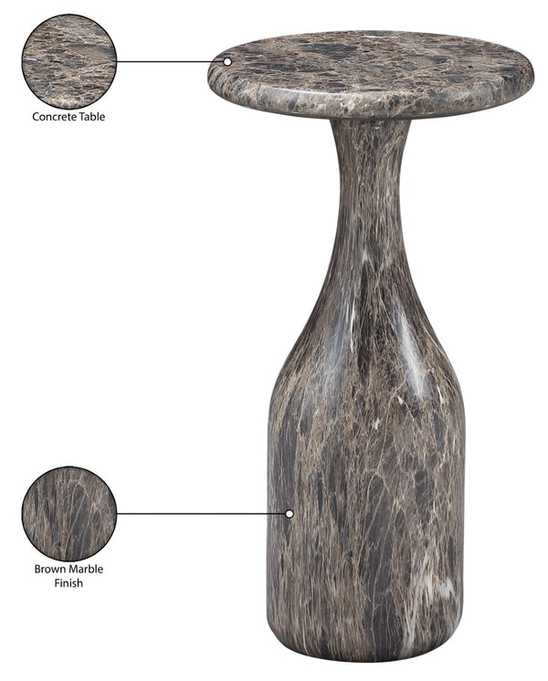 Meridian Furniture Savona Cast Concrete Hourglass Pedestal End Table Art Deco Accent for Indoor Outdoor Use Brown 11" W x 11" D x 20" H 99080Brown-ET20