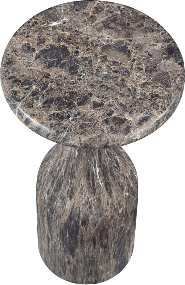 Meridian Furniture Savona Cast Concrete Hourglass Pedestal End Table Art Deco Accent for Indoor Outdoor Use Brown 11" W x 11" D x 20" H 99080Brown-ET20