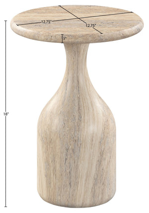 Meridian Furniture Savona Cast Concrete Hourglass Pedestal End Table Art Deco Accent for Indoor Outdoor Use Travertine 12.75" W x 12.75" D x 18" H 99080Travertine-ET18
