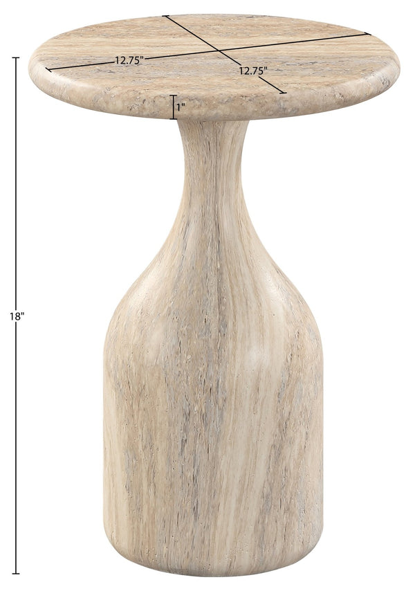 Meridian Furniture Savona Cast Concrete Hourglass Pedestal End Table Art Deco Accent for Indoor Outdoor Use Travertine 12.75" W x 12.75" D x 18" H 99080Travertine-ET18