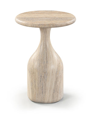 Meridian Furniture Savona Cast Concrete Hourglass Pedestal End Table Art Deco Accent for Indoor Outdoor Use Travertine 12.75" W x 12.75" D x 18" H 99080Travertine-ET18