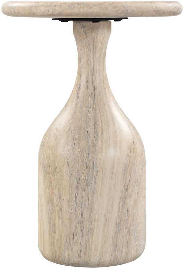 Meridian Furniture Savona Cast Concrete Hourglass Pedestal End Table Art Deco Accent for Indoor Outdoor Use Travertine 12.75" W x 12.75" D x 18" H 99080Travertine-ET18