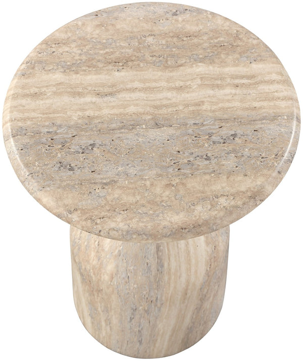 Meridian Furniture Savona Cast Concrete Hourglass Pedestal End Table Art Deco Accent for Indoor Outdoor Use Travertine 12.75" W x 12.75" D x 18" H 99080Travertine-ET18
