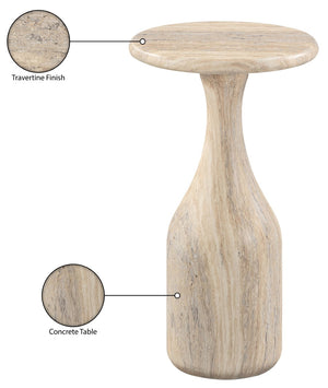 Meridian Furniture Savona Cast Concrete Hourglass Pedestal End Table Art Deco Accent for Indoor Outdoor Use Travertine 11" W x 11" D x 20" H 99080Travertine-ET20