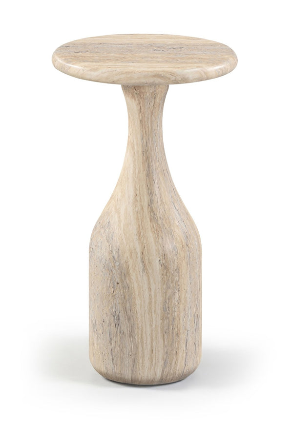 Meridian Furniture Savona Cast Concrete Hourglass Pedestal End Table Art Deco Accent for Indoor Outdoor Use Travertine 11" W x 11" D x 20" H 99080Travertine-ET20