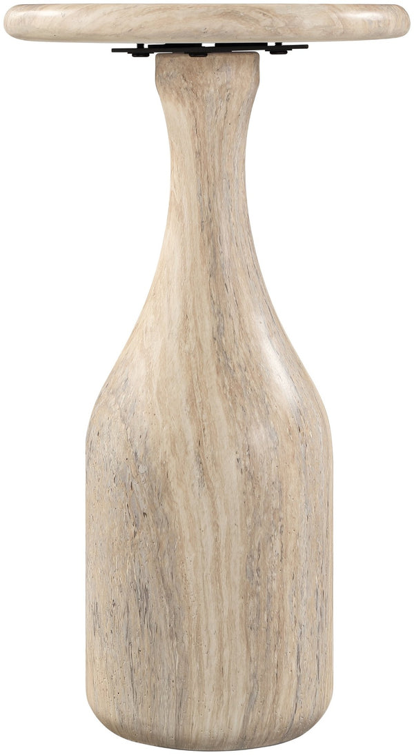Meridian Furniture Savona Cast Concrete Hourglass Pedestal End Table Art Deco Accent for Indoor Outdoor Use Travertine 11" W x 11" D x 20" H 99080Travertine-ET20