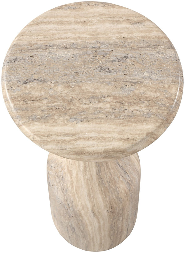 Meridian Furniture Savona Cast Concrete Hourglass Pedestal End Table Art Deco Accent for Indoor Outdoor Use Travertine 11" W x 11" D x 20" H 99080Travertine-ET20