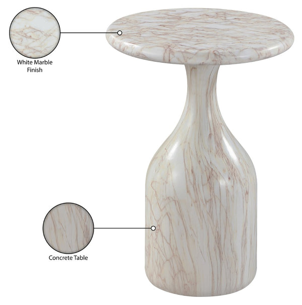 Meridian Furniture Savona Cast Concrete Hourglass Pedestal End Table Art Deco Accent for Indoor Outdoor Use White 12.75" W x 12.75" D x 18" H 99080White-ET18