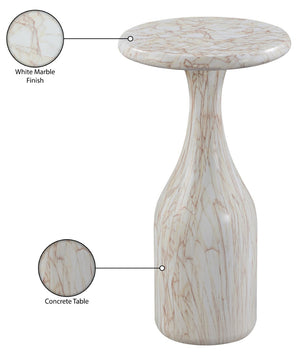 Meridian Furniture Savona Cast Concrete Hourglass Pedestal End Table Art Deco Accent for Indoor Outdoor Use White 11" W x 11" D x 20" H 99080White-ET20