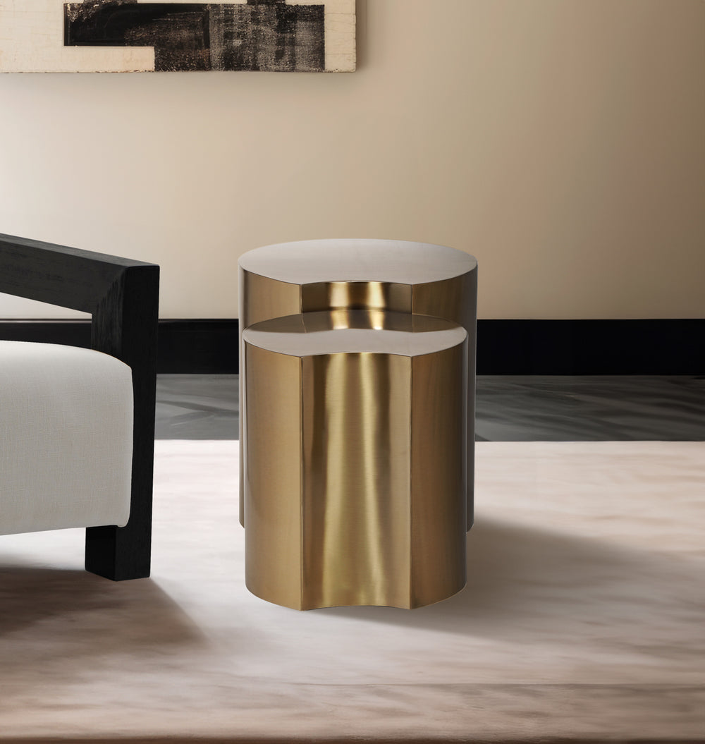 Dimple Gold End Table 99081Gold-2C Meridian Furniture