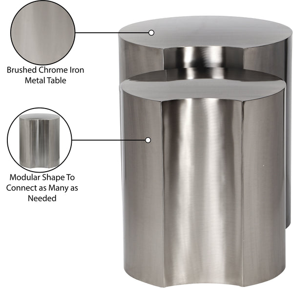 Dimple Silver End Table 99081Silver-2C Meridian Furniture
