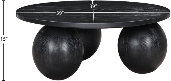 Meridian Furniture Fitch Oak Veneer Coffee Table with Sculptural Spherical Legs for Art Deco Living Rooms Black A 99082Black-CT