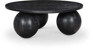 Meridian Furniture Fitch Oak Veneer Coffee Table with Sculptural Spherical Legs for Art Deco Living Rooms Black A 99082Black-CT