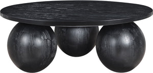 Meridian Furniture Fitch Oak Veneer Coffee Table with Sculptural Spherical Legs for Art Deco Living Rooms Black A 99082Black-CT