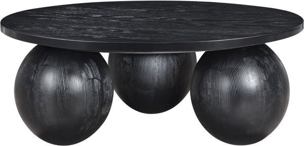 Meridian Furniture Fitch Oak Veneer Coffee Table with Sculptural Spherical Legs for Art Deco Living Rooms Black A 99082Black-CT