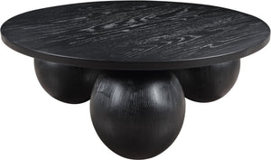 Meridian Furniture Fitch Oak Veneer Coffee Table with Sculptural Spherical Legs for Art Deco Living Rooms Black A 99082Black-CT