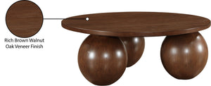 Meridian Furniture Fitch Oak Veneer Coffee Table with Sculptural Spherical Legs for Art Deco Living Rooms Brown A 99082Brown-CT
