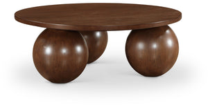 Meridian Furniture Fitch Oak Veneer Coffee Table with Sculptural Spherical Legs for Art Deco Living Rooms Brown A 99082Brown-CT