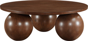 Meridian Furniture Fitch Oak Veneer Coffee Table with Sculptural Spherical Legs for Art Deco Living Rooms Brown A 99082Brown-CT