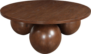 Meridian Furniture Fitch Oak Veneer Coffee Table with Sculptural Spherical Legs for Art Deco Living Rooms Brown A 99082Brown-CT