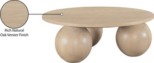 Meridian Furniture Fitch Oak Veneer Coffee Table with Sculptural Spherical Legs for Art Deco Living Rooms Natural A 99082Oak-CT