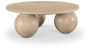 Meridian Furniture Fitch Oak Veneer Coffee Table with Sculptural Spherical Legs for Art Deco Living Rooms Natural A 99082Oak-CT