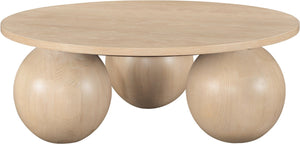 Meridian Furniture Fitch Oak Veneer Coffee Table with Sculptural Spherical Legs for Art Deco Living Rooms Natural A 99082Oak-CT