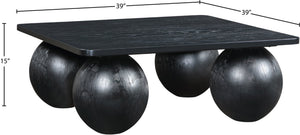 Meridian Furniture Fitch Oak Veneer Coffee Table with Sculptural Spherical Legs for Art Deco Living Rooms Black B 99083Black-CT