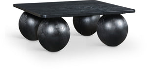 Meridian Furniture Fitch Oak Veneer Coffee Table with Sculptural Spherical Legs for Art Deco Living Rooms Black B 99083Black-CT