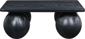 Meridian Furniture Fitch Oak Veneer Coffee Table with Sculptural Spherical Legs for Art Deco Living Rooms Black B 99083Black-CT
