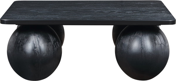 Meridian Furniture Fitch Oak Veneer Coffee Table with Sculptural Spherical Legs for Art Deco Living Rooms Black B 99083Black-CT