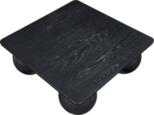 Meridian Furniture Fitch Oak Veneer Coffee Table with Sculptural Spherical Legs for Art Deco Living Rooms Black B 99083Black-CT