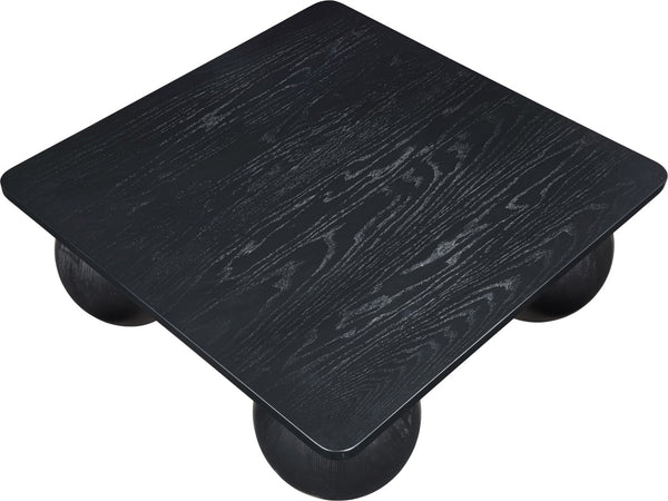 Meridian Furniture Fitch Oak Veneer Coffee Table with Sculptural Spherical Legs for Art Deco Living Rooms Black B 99083Black-CT